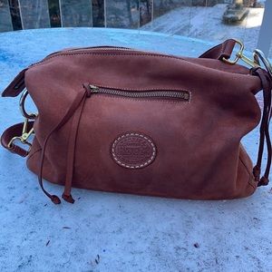 ROOTS large suede cognac color bag